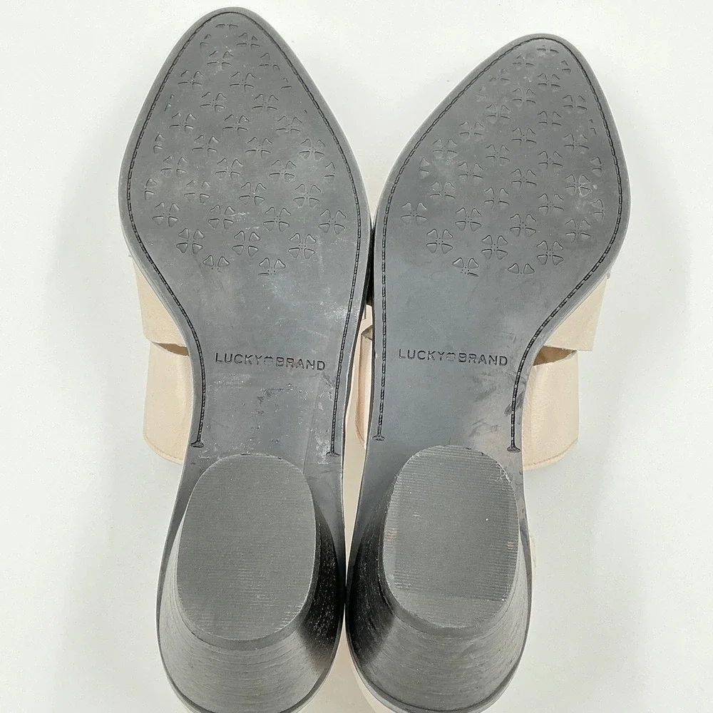 Lucky Brand Size 9 Beige Leather D'Orsay Block Heel Shooties NEW Minnsy $99